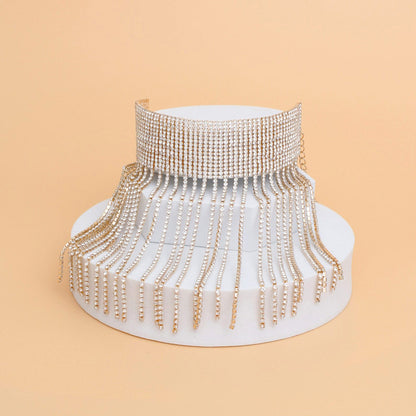 Anklet Gold Rhinestone 15 Line Long Fringe Women