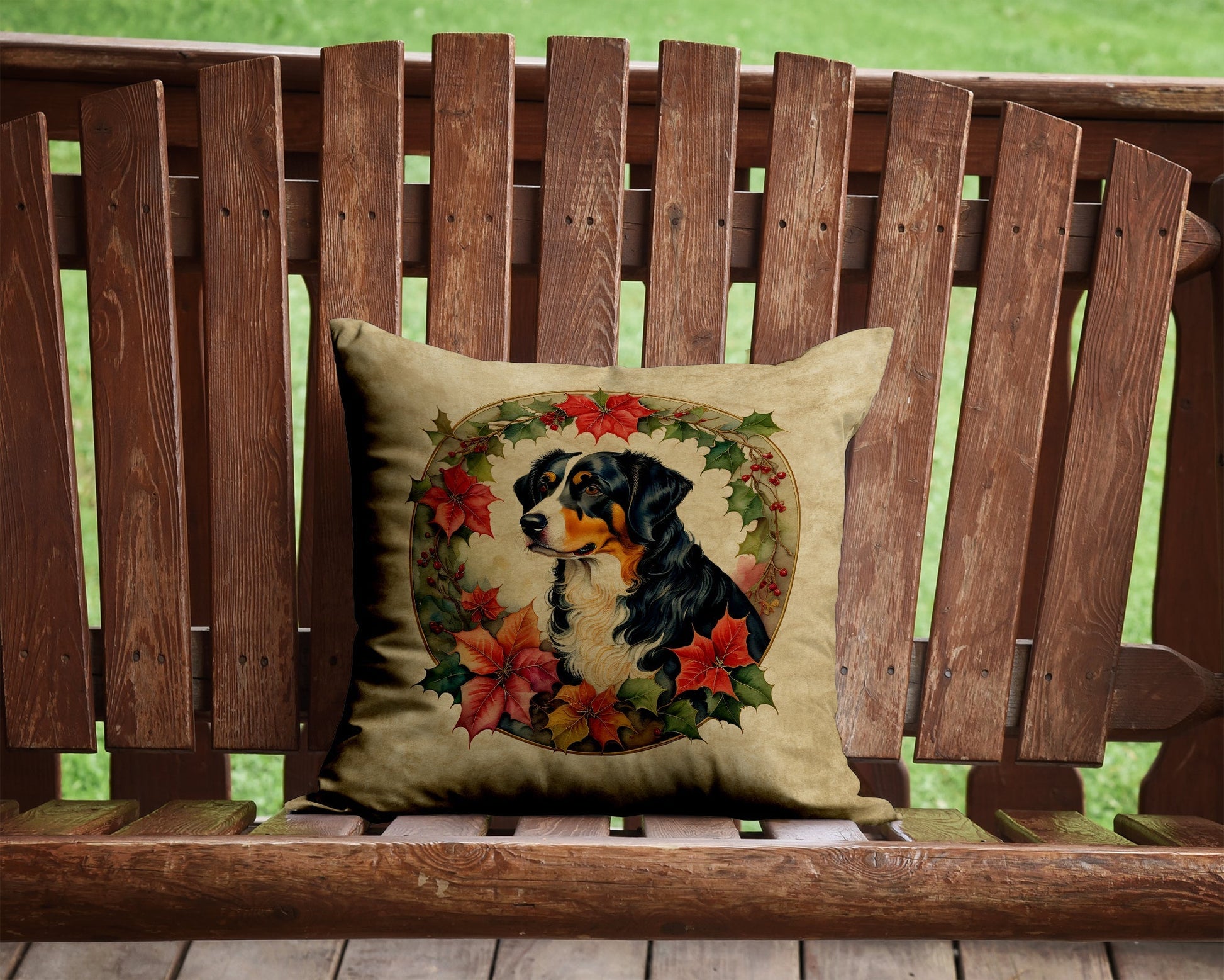 Appenzeller Sennenhund Christmas Flowers Throw Pillow - One Color / One Size - Home & Garden - Home Textile - Pillows