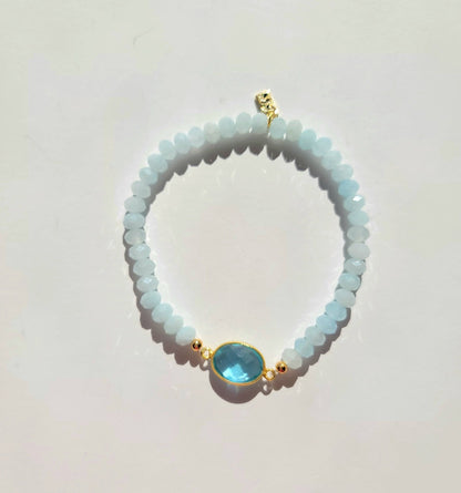 Aquamarine Blue Bracelet - Large - Jewelry & Accessories - Bracelets & Bangles - Strand Bracelets