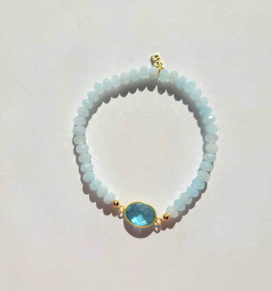 Aquamarine Blue Bracelet - Large - Jewelry & Accessories - Bracelets & Bangles - Strand Bracelets