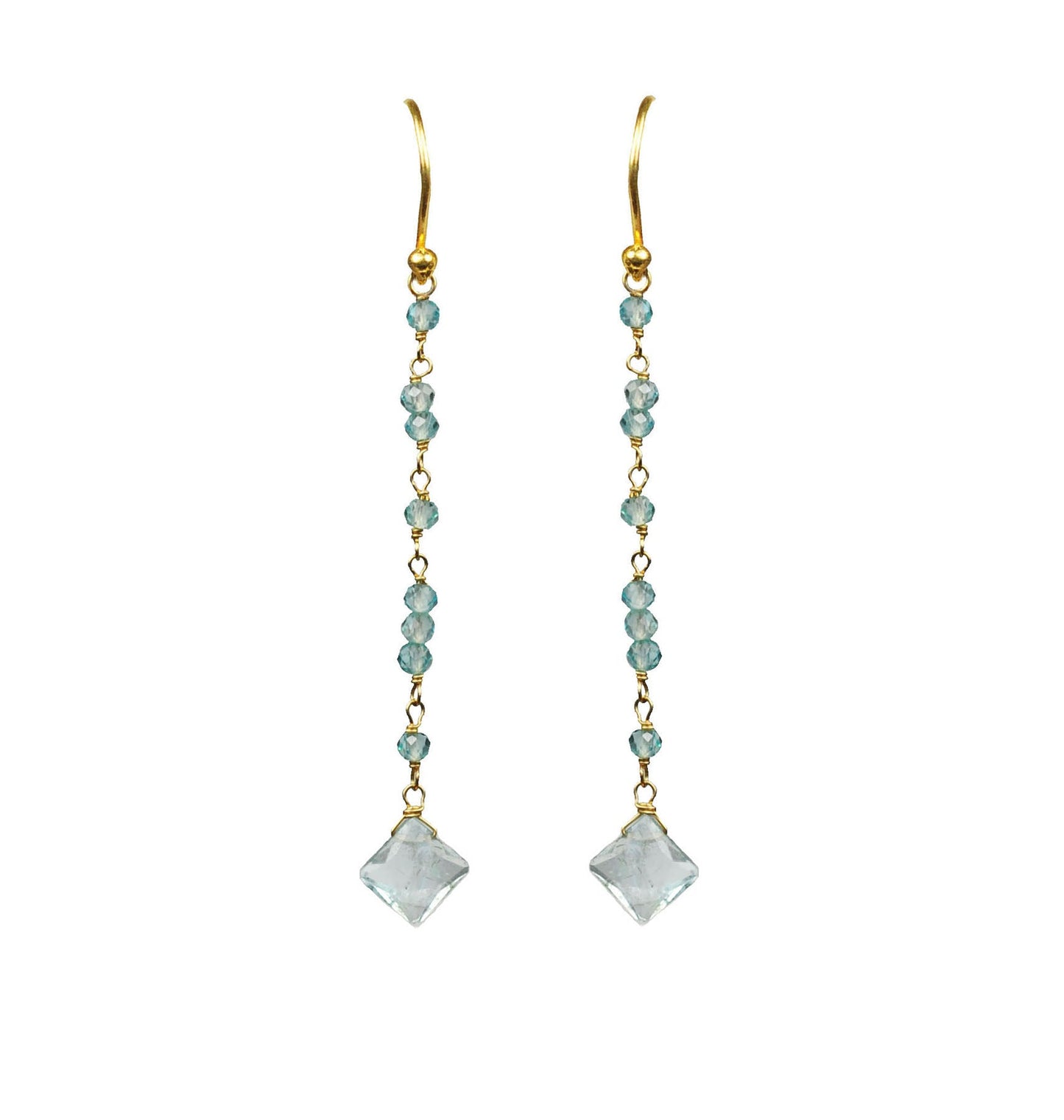 Aquamarine Linear Vermeil Earrings - One Color / One Size - Jewelry & Accessories