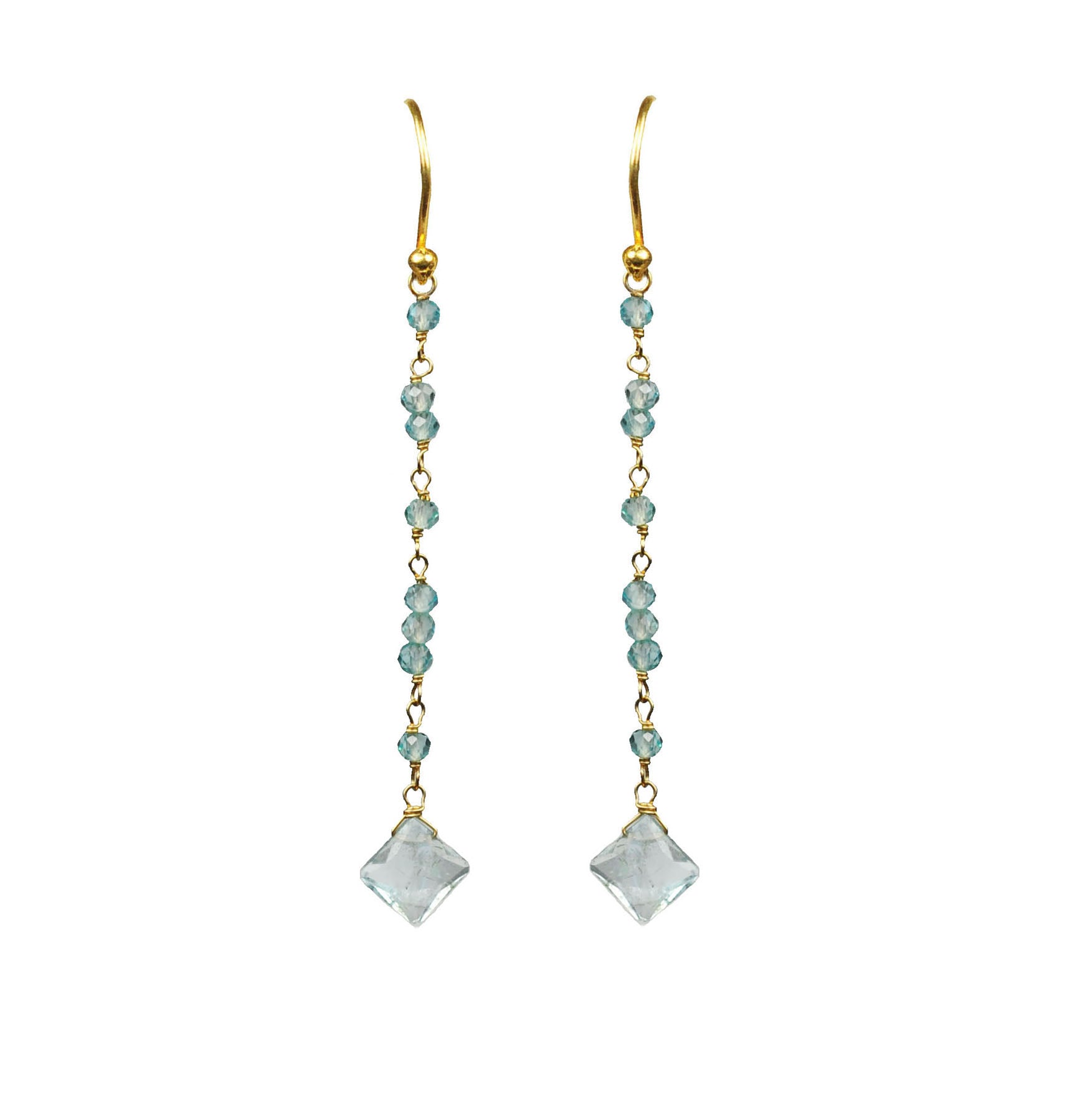 Aquamarine Linear Vermeil Earrings - One Color / One Size - Jewelry & Accessories