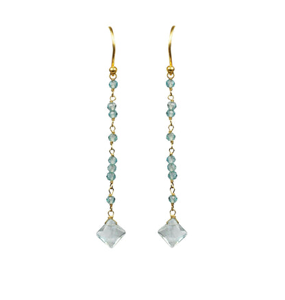 Aquamarine Linear Vermeil Earrings - One Color / One Size - Jewelry & Accessories