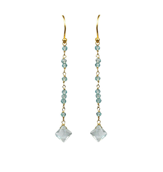 Aquamarine Linear Vermeil Earrings - One Color / One Size - Jewelry & Accessories
