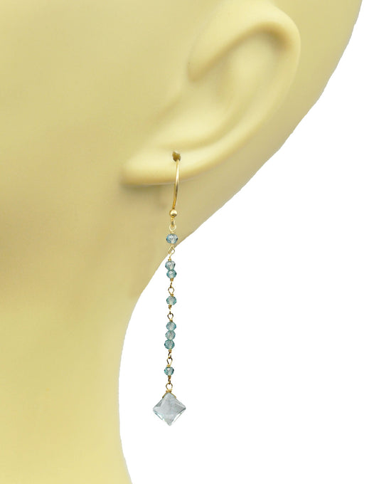 Aquamarine Linear Vermeil Earrings - One Color / One Size - Jewelry & Accessories