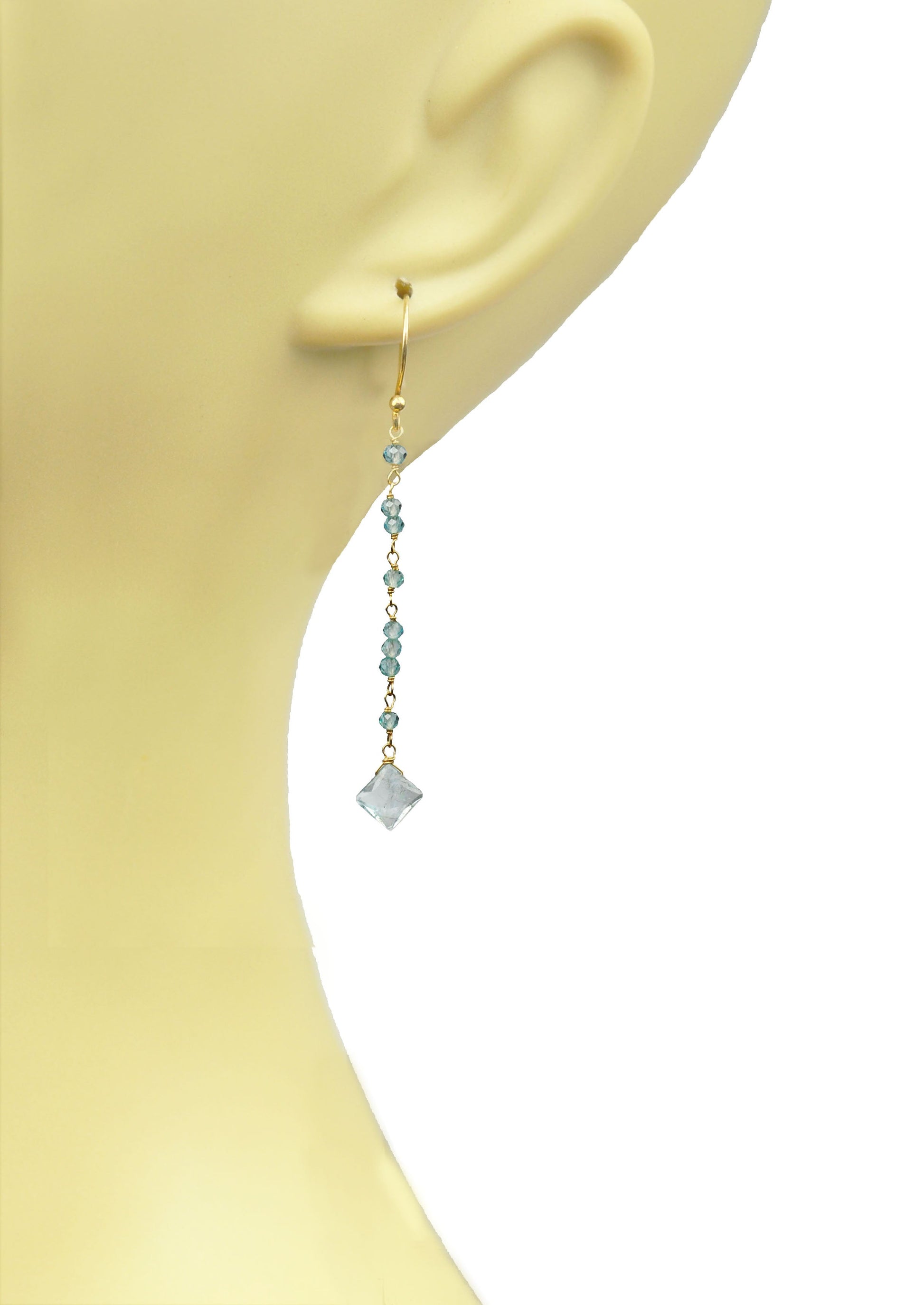 Aquamarine Linear Vermeil Earrings - One Color / One Size - Jewelry & Accessories