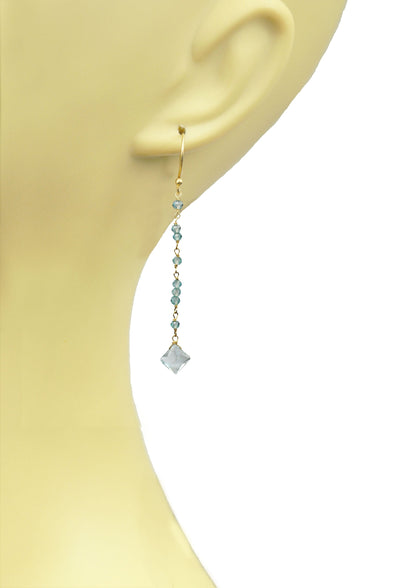 Aquamarine Linear Vermeil Earrings - One Color / One Size - Jewelry & Accessories