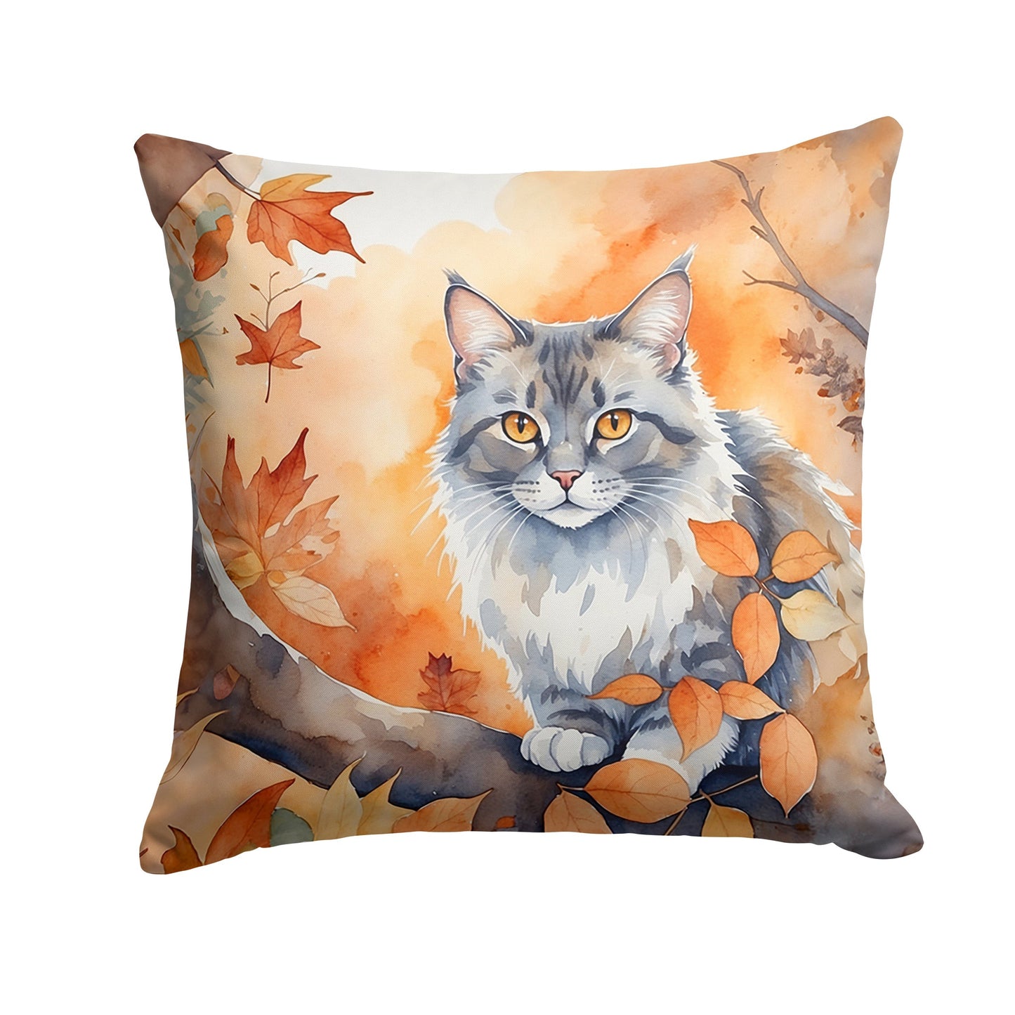 Australian Mist Cat in Fall Leaves Throw Pillow - One Color / One Size - Home & Garden - Home Textile - Pillows