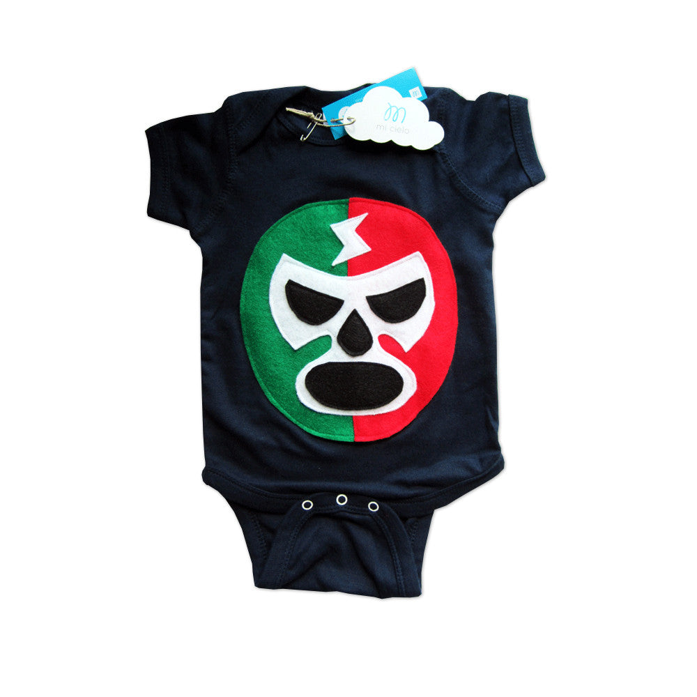 Baby Onesie - Luchador Rojo + Verde - Red + Green Mexican Wrestler - Kids & Babies - Mother & Kids - Boys’ Clothing