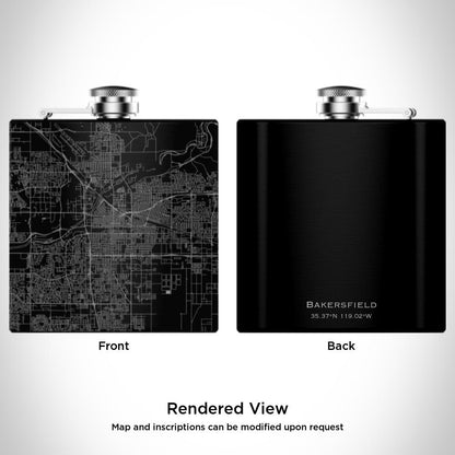 Bakersfield - California Map Hip Flask in Matte Black - Drinkware