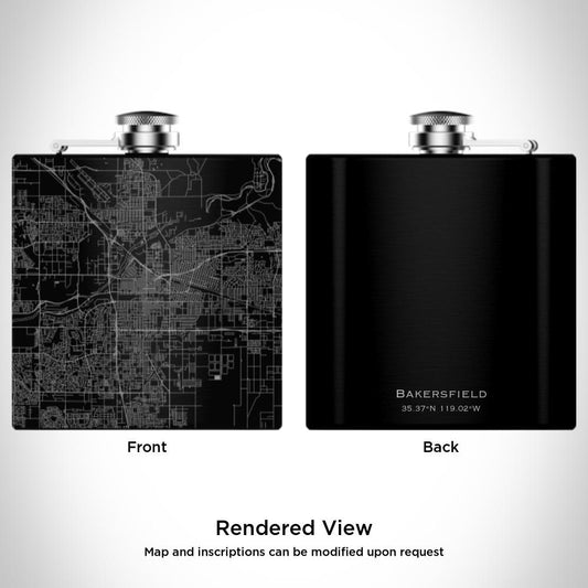Bakersfield - California Map Hip Flask in Matte Black - Drinkware