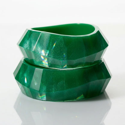Bangle Retro Green Shimmer Prism Chunky Bracelet