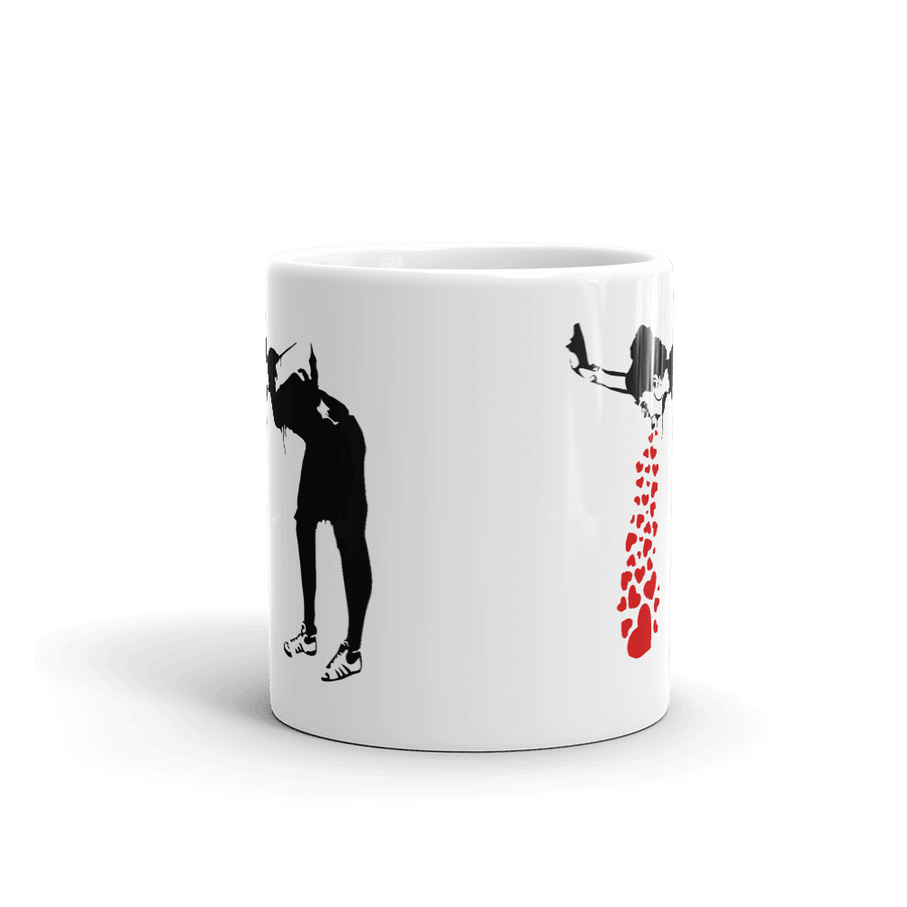 Banksy Lovesick Girl Throwing Up Hearts Artwork Mug - Home & Garden - Kitchen Dining & Bar - Coffeeware