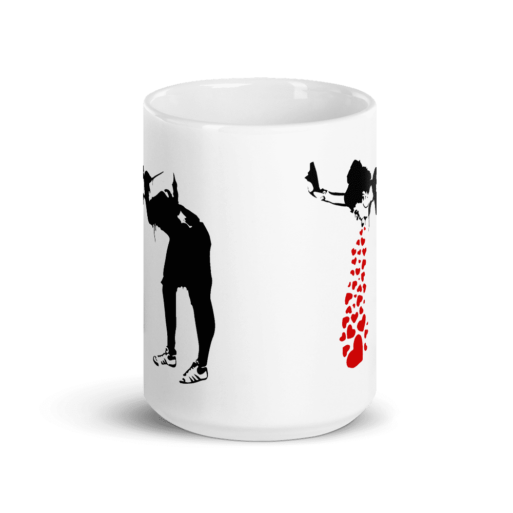 Banksy Lovesick Girl Throwing Up Hearts Artwork Mug - Home & Garden - Kitchen Dining & Bar - Coffeeware