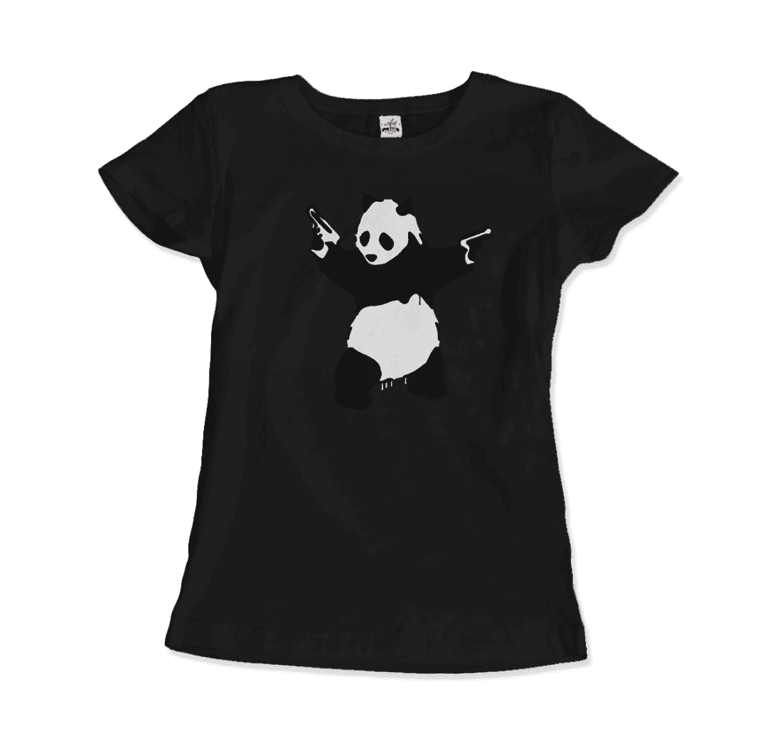Banksy Pandamonium Armed Panda Artwork T-Shirt - Men’s Fashion - Men’s Clothing - Shirts - Short Sleeve Shirts