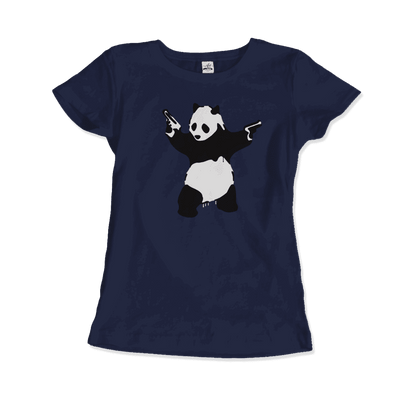 Banksy Pandamonium Armed Panda Artwork T-Shirt - Women / Navy / Small - Men’s Fashion - Men’s Clothing - Shirts - Short