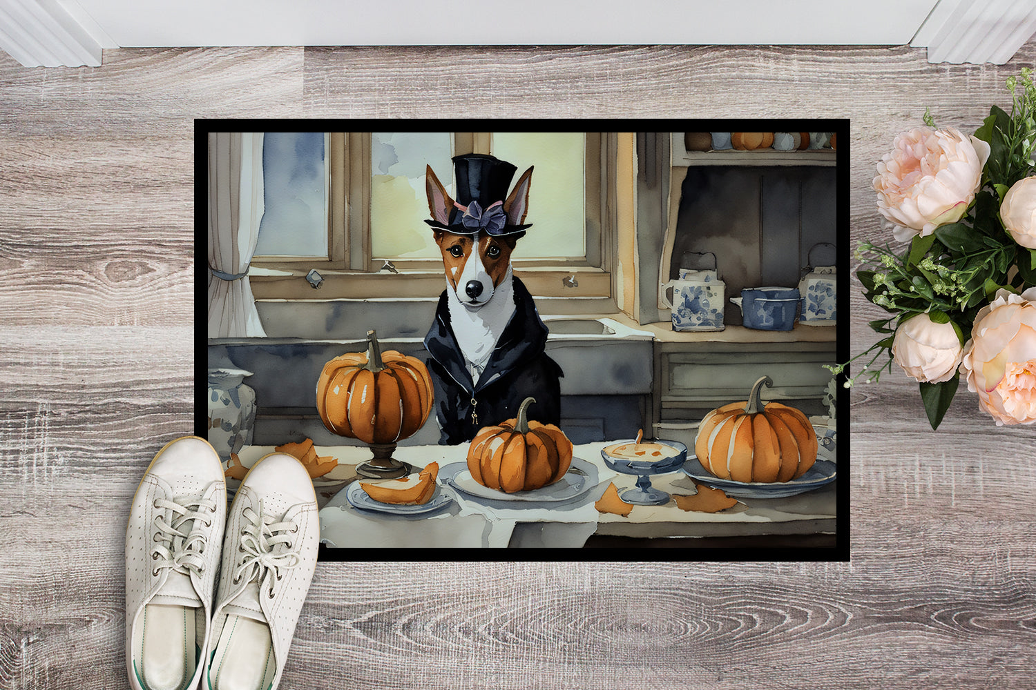 Basenji Fall Kitchen Pumpkins Doormat - One Color / One Size - Home & Garden - Home Textile - Carpets & Rugs