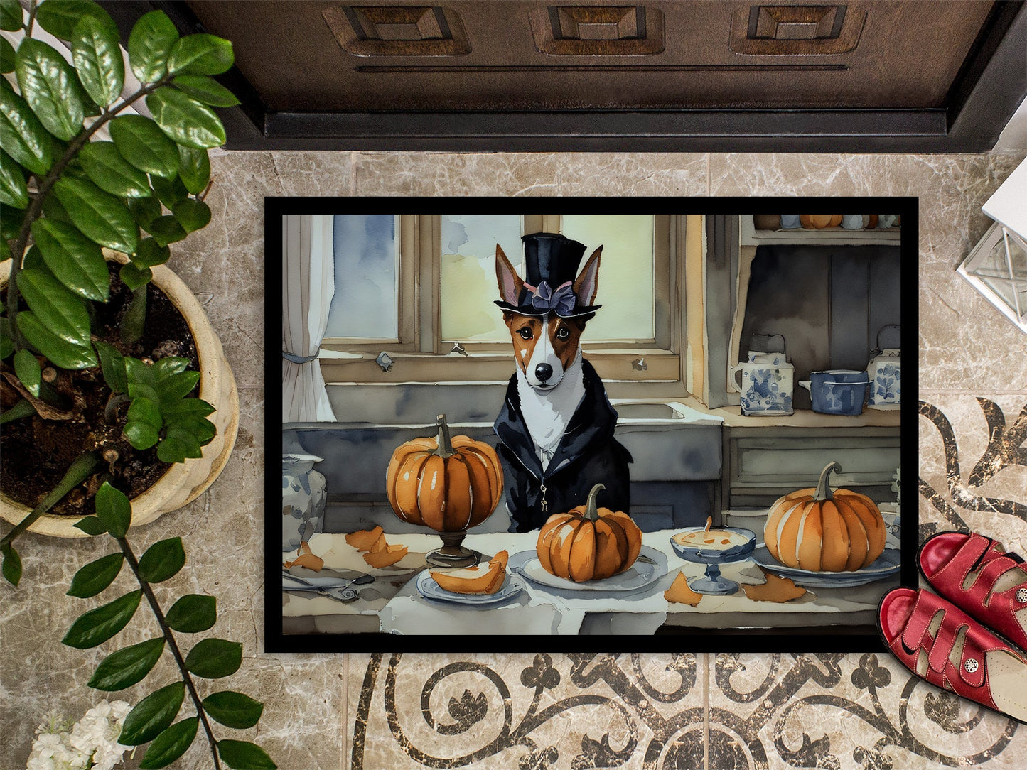 Basenji Fall Kitchen Pumpkins Doormat - One Color / One Size - Home & Garden - Home Textile - Carpets & Rugs