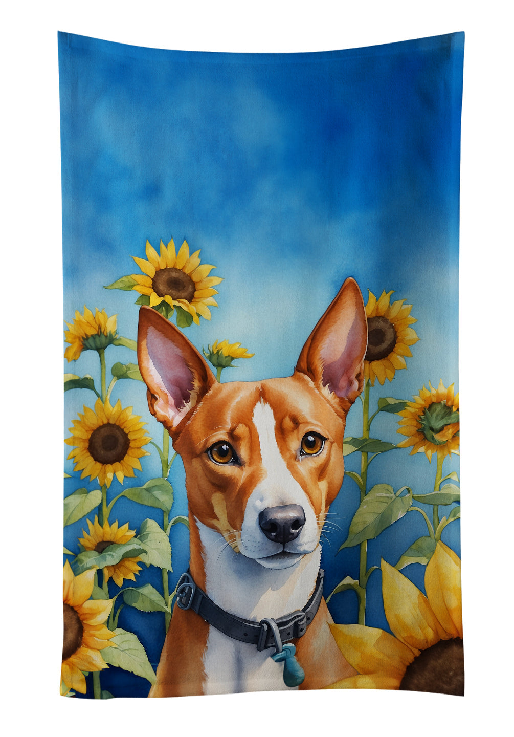Basenji in Sunflowers Kitchen Towel - One Color / One Size - Home & Garden - Home Textile - Towels