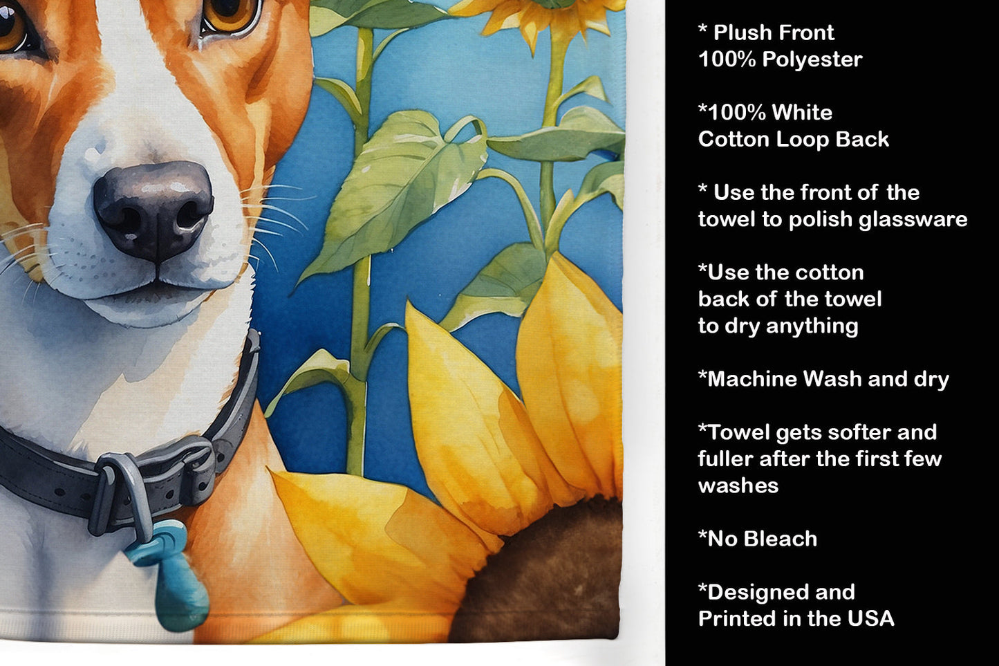 Basenji in Sunflowers Kitchen Towel - One Color / One Size - Home & Garden - Home Textile - Towels