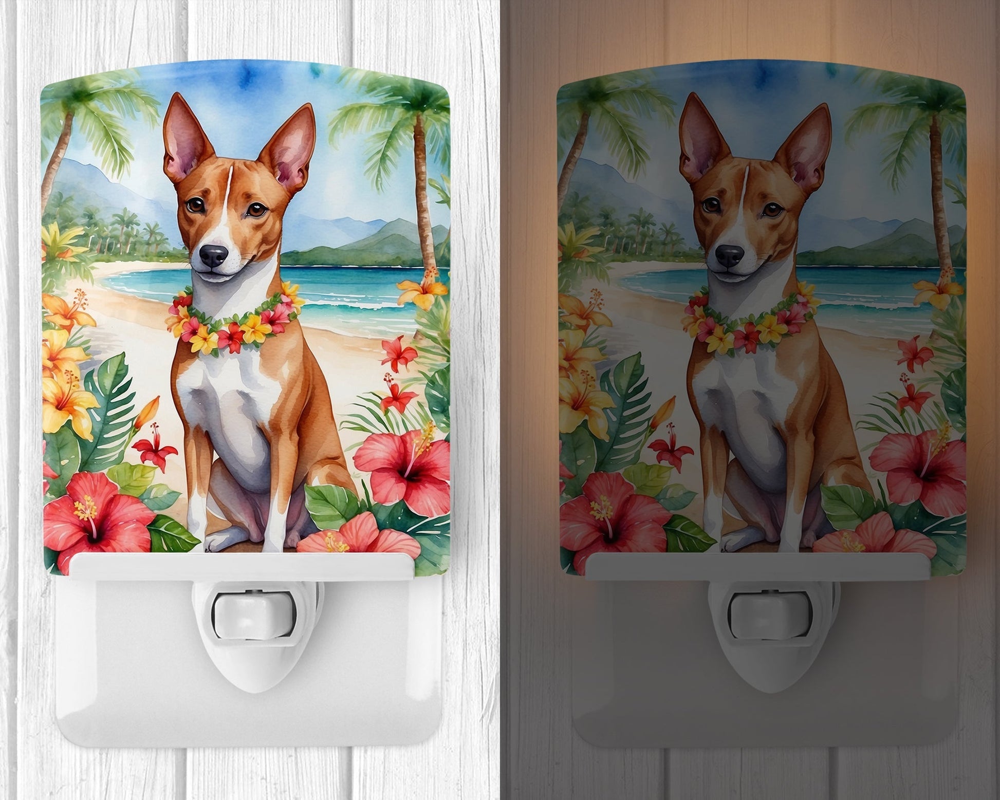 Basenji Luau Ceramic Night Light - One Color / One Size - Home & Garden - Home Improvement - Lights & Lighting - Night