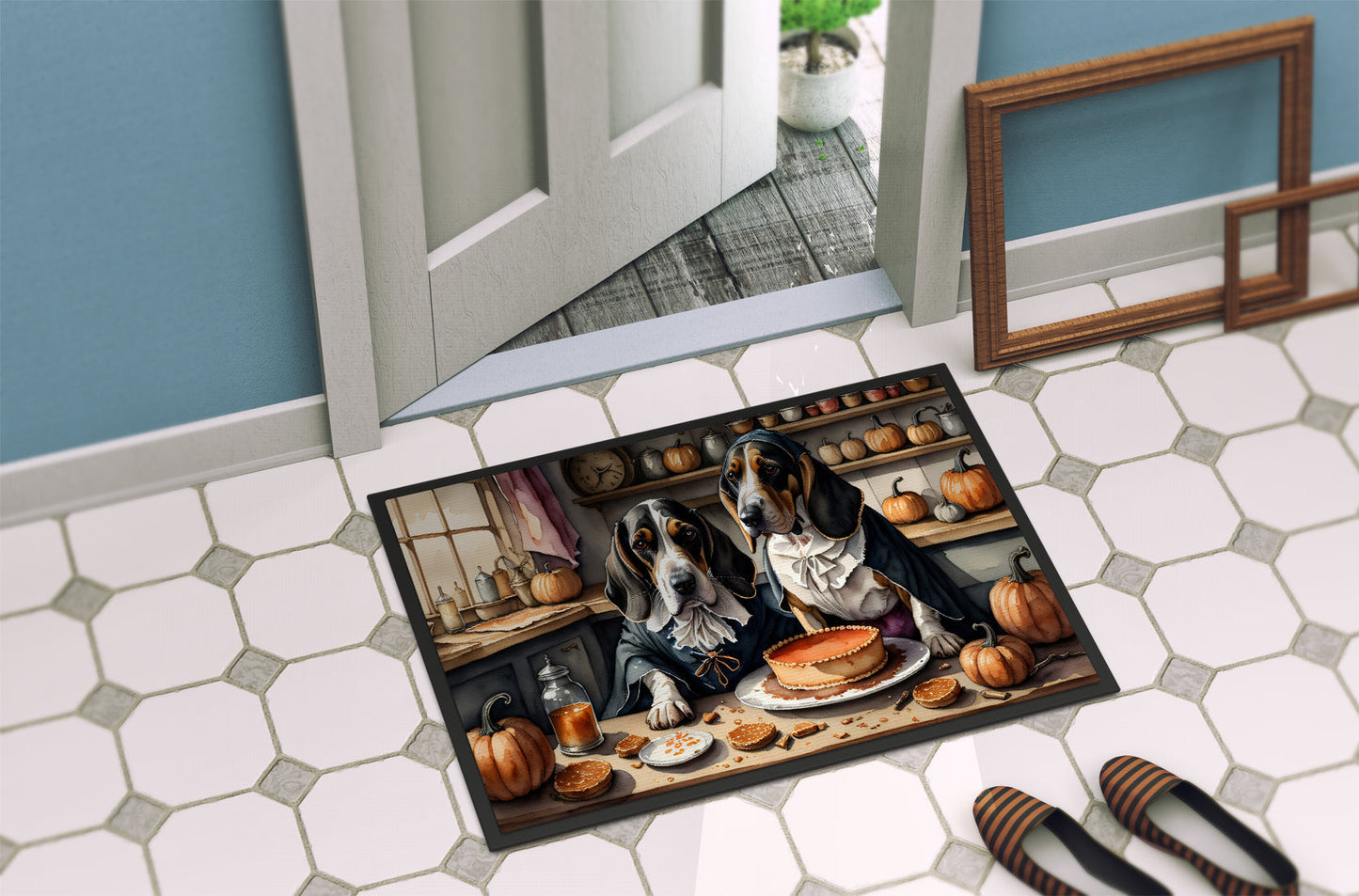 Basset Hound Fall Kitchen Pumpkins Doormat - One Color / One Size - Home & Garden - Home Textile - Carpets & Rugs