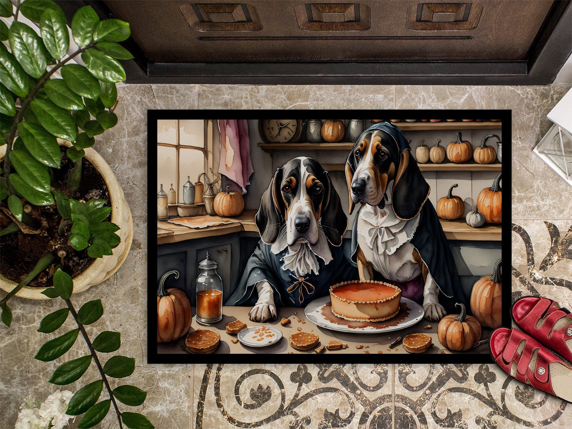 Basset Hound Fall Kitchen Pumpkins Doormat - One Color / One Size - Home & Garden - Home Textile - Carpets & Rugs