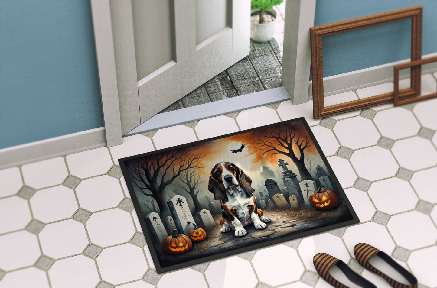Basset Hound Spooky Halloween Doormat - One Color / One Size - Home & Garden - Home Textile - Carpets & Rugs
