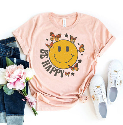 Be Happy T-Shirt - Women’s Fashion - Women’s Clothing - Tops & Tees - T-Shirts
