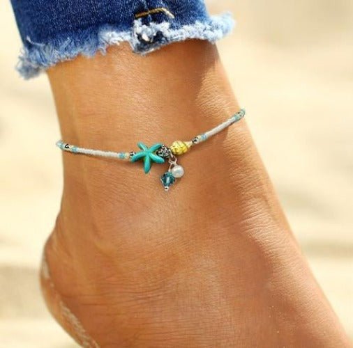 Beach Beaded Starfish Anklet Ankle Bracelet - One Color / One Size - Jewelry & Accessories