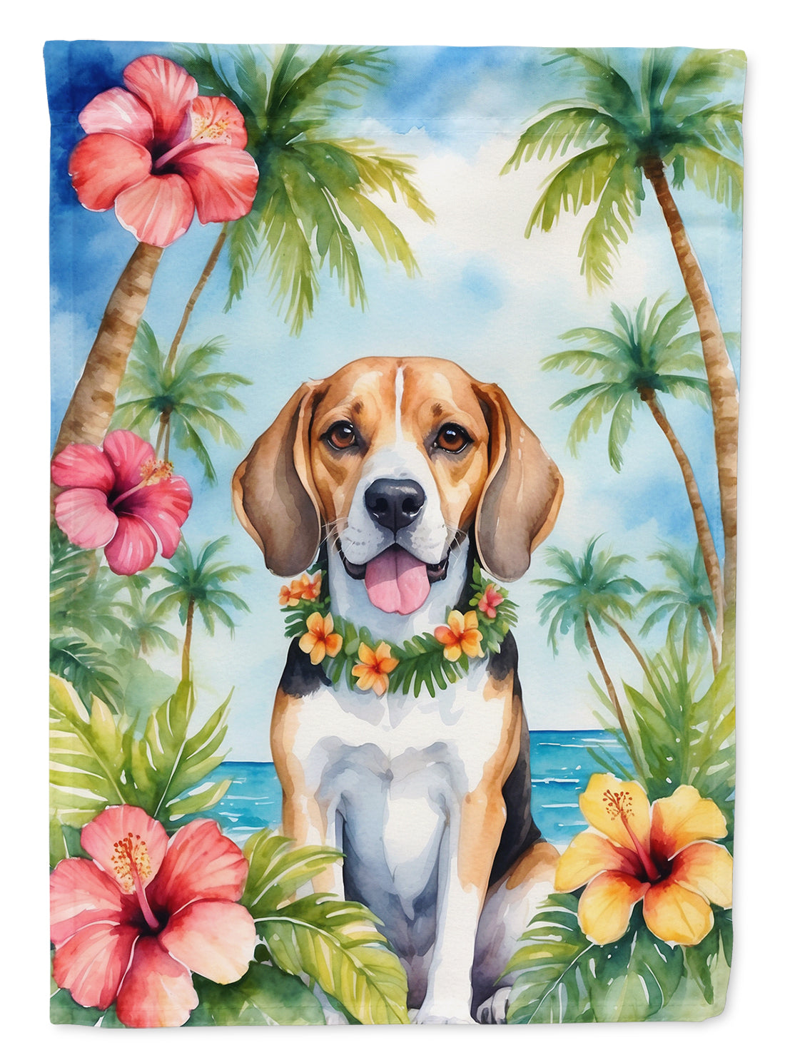 Beagle Luau Garden Flag - One Color / One Size - Home & Garden - Home Decor - Flags Banners & Accessories