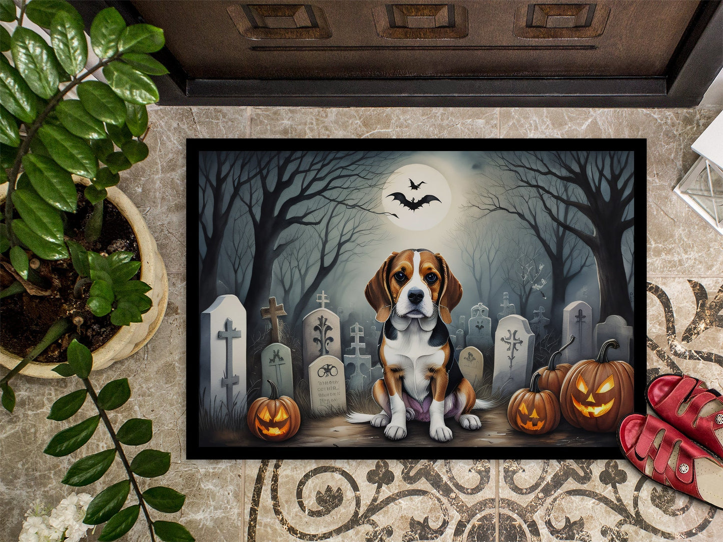 Beagle Spooky Halloween Doormat - One Color / One Size - Home & Garden - Home Textile - Carpets & Rugs