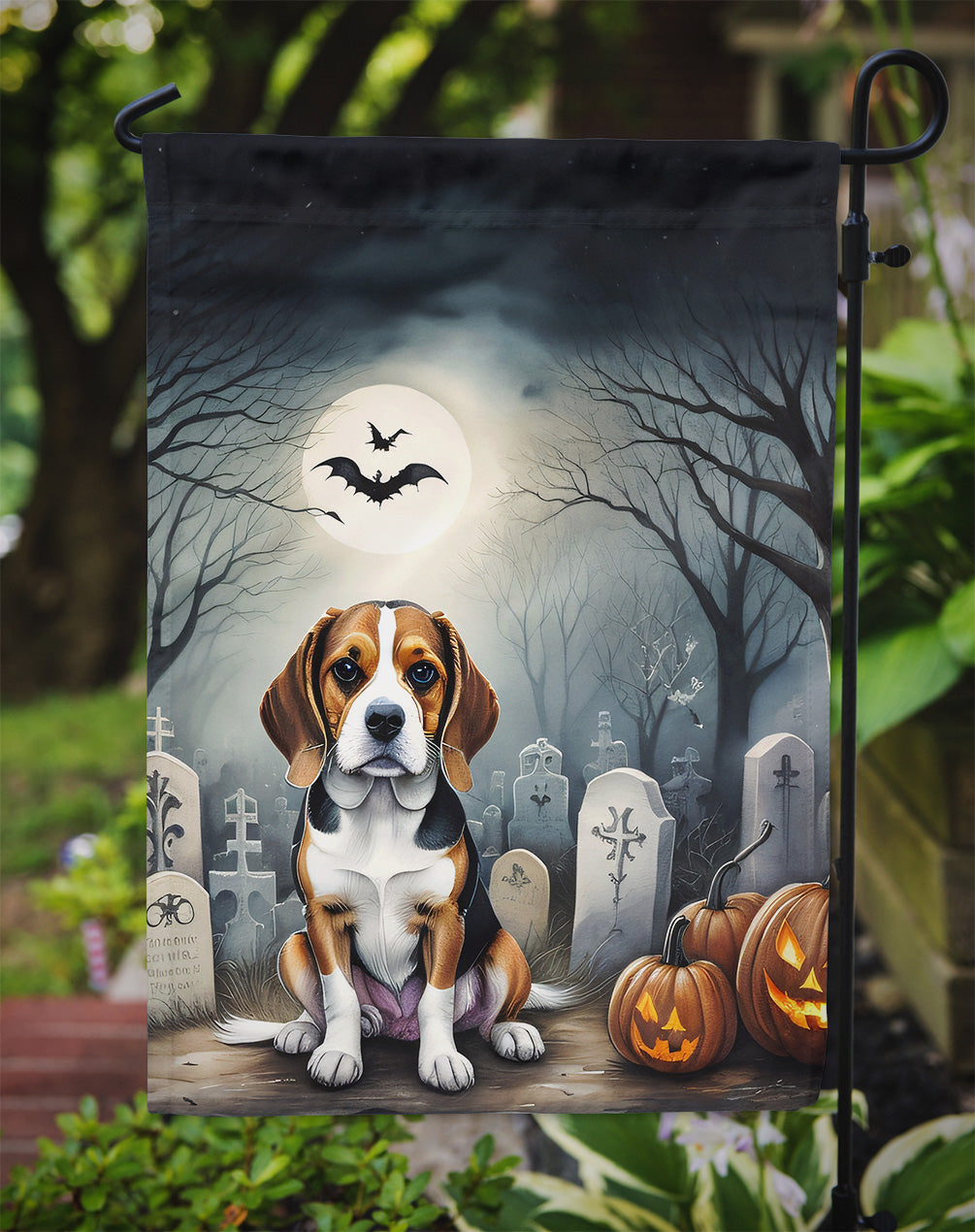 Beagle Spooky Halloween Garden Flag - One Color / One Size - Home & Garden - Home Decor - Flags Banners & Accessories