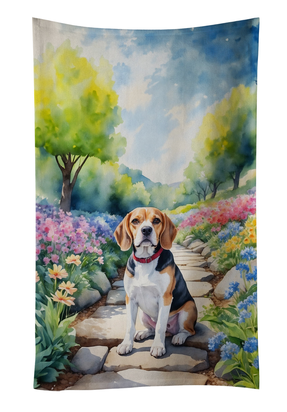 Beagle Spring Garden Kitchen Towel - One Color / One Size - Home & Garden - Home Textile - Towels