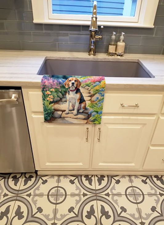 Beagle Spring Garden Kitchen Towel - One Color / One Size - Home & Garden - Home Textile - Towels