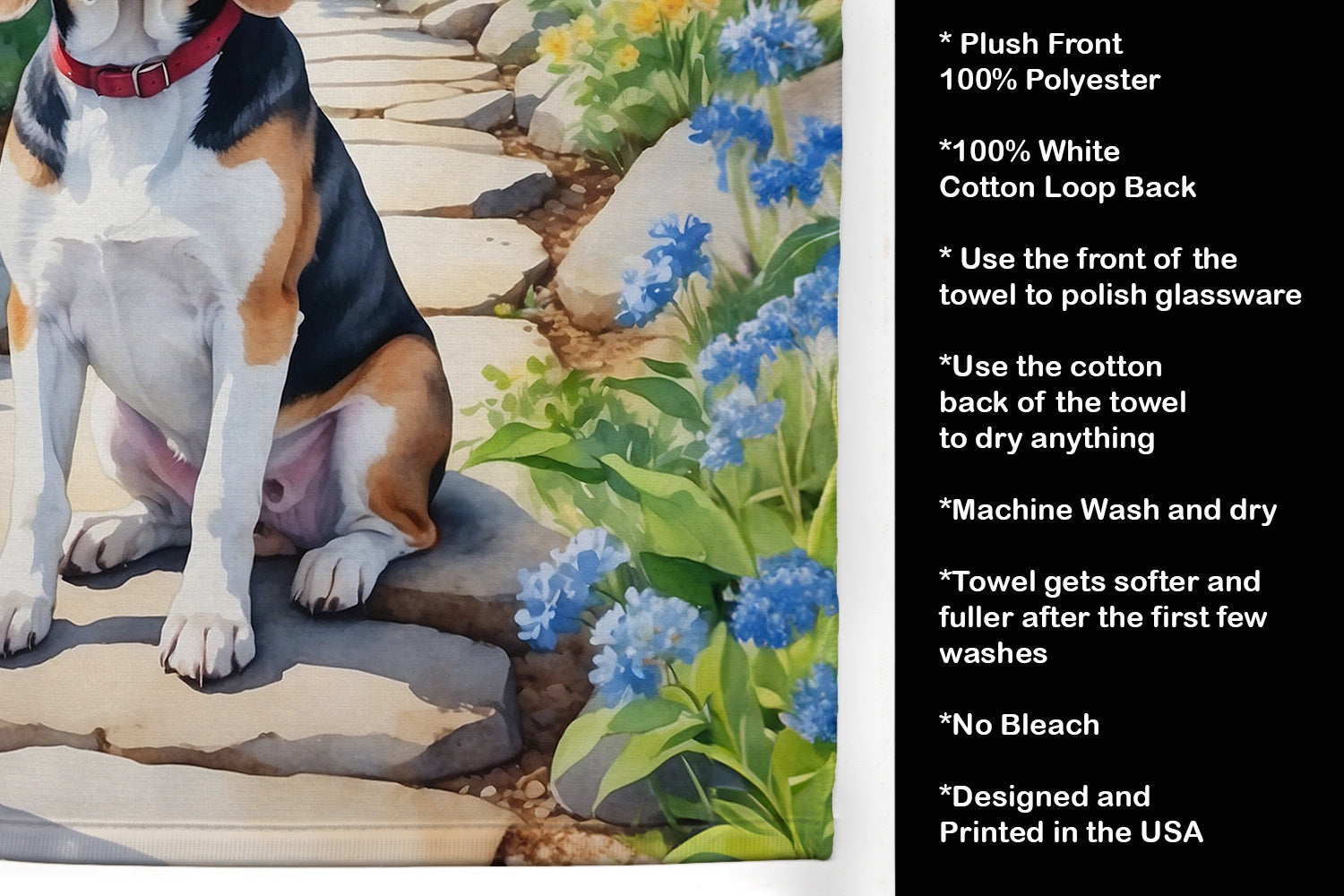 Beagle Spring Garden Kitchen Towel - One Color / One Size - Home & Garden - Home Textile - Towels