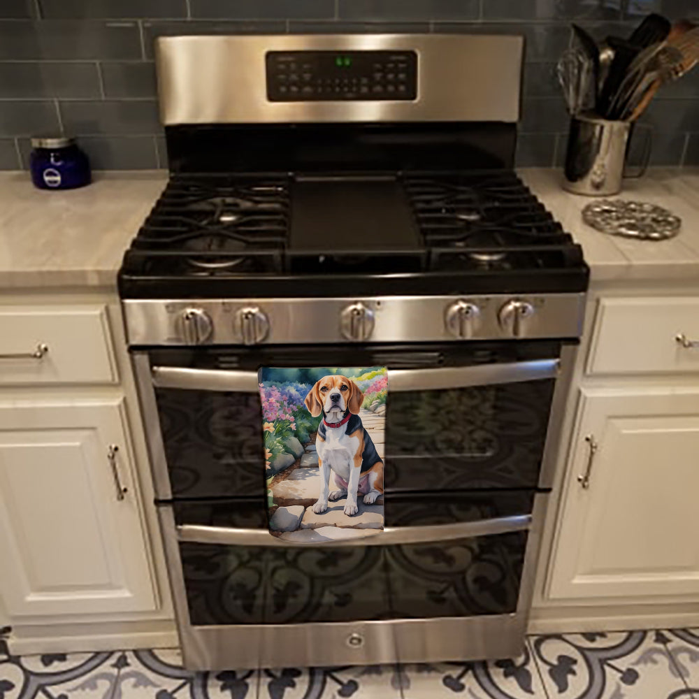 Beagle Spring Garden Kitchen Towel - One Color / One Size - Home & Garden - Home Textile - Towels