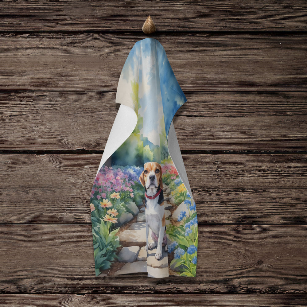 Beagle Spring Garden Kitchen Towel - One Color / One Size - Home & Garden - Home Textile - Towels