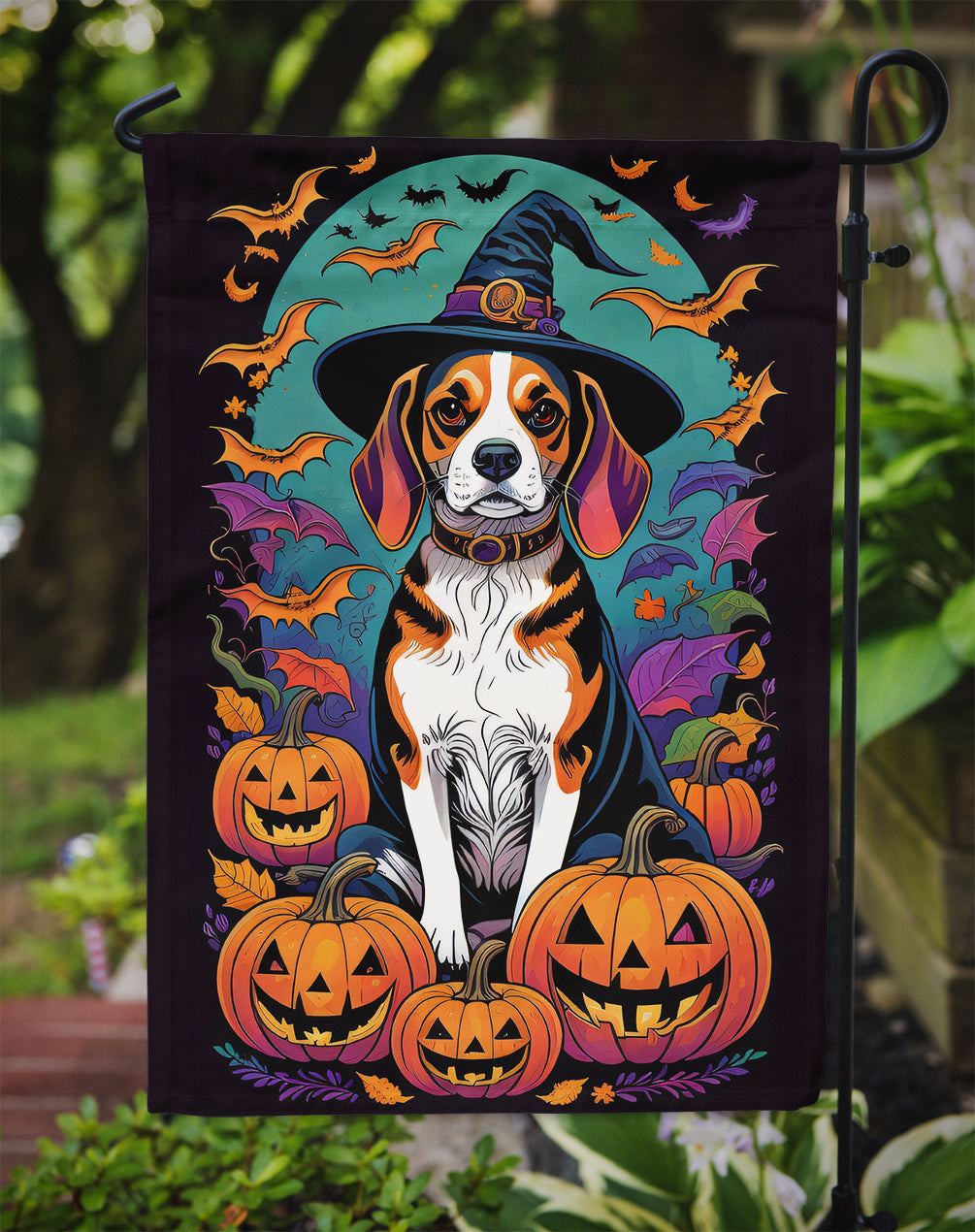 Beagle Witchy Halloween Garden Flag - One Color / One Size - Home & Garden - Home Decor - Flags Banners & Accessories