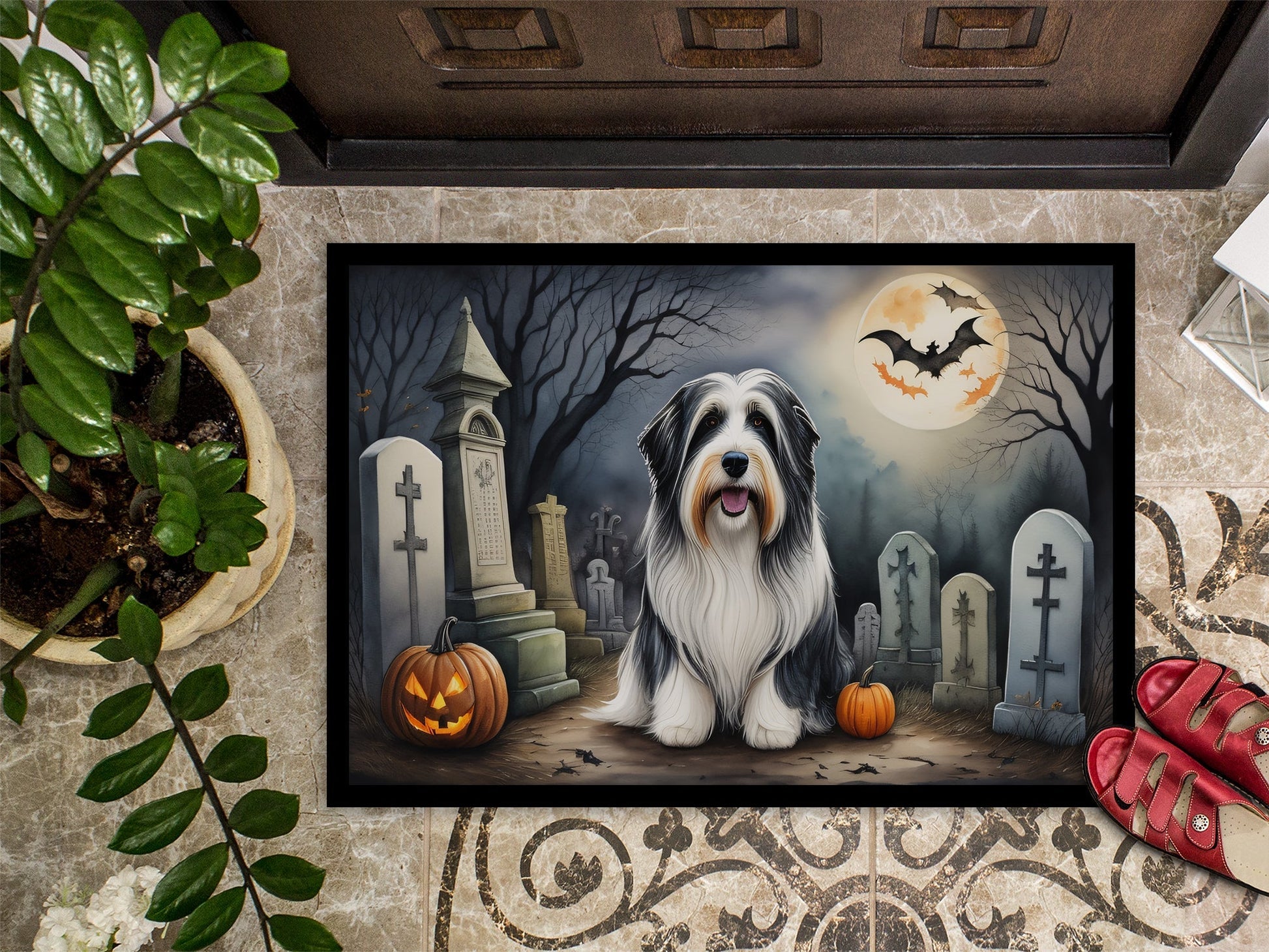 Bearded Collie Spooky Halloween Doormat - One Color / One Size - Home & Garden - Home Textile - Carpets & Rugs