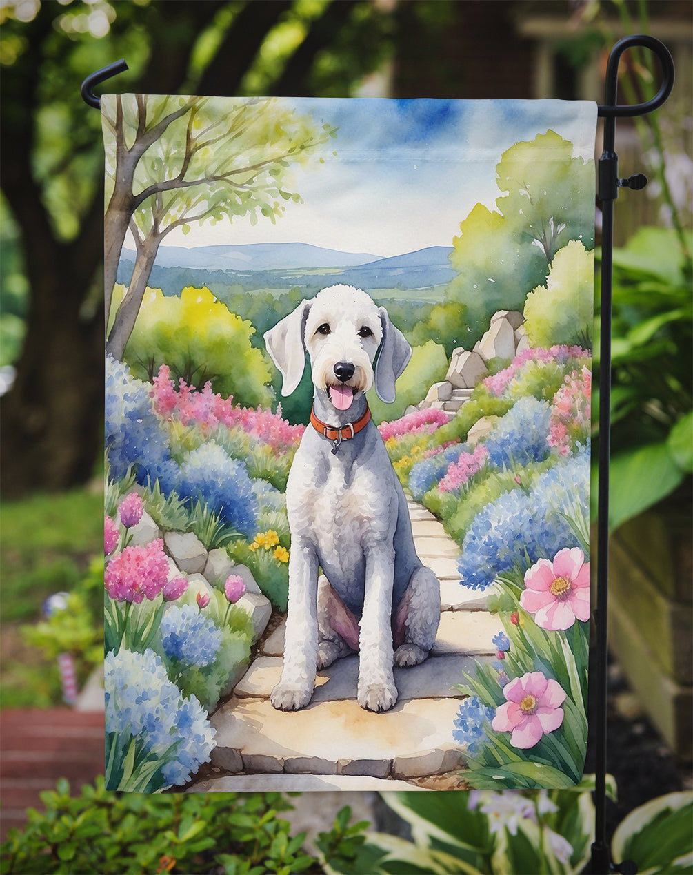Bedlington Terrier Spring Garden Garden Flag - One Color / One Size - Home & Garden - Home Decor - Flags Banners &