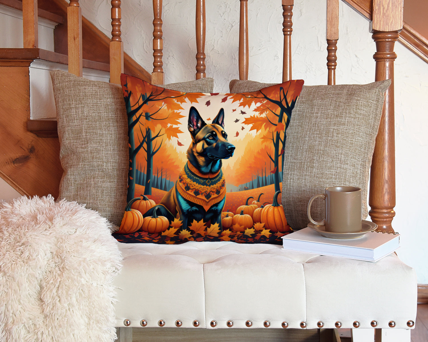 Belgian Malinois Fall Throw Pillow - One Color / One Size - Home & Garden - Home Textile - Pillows