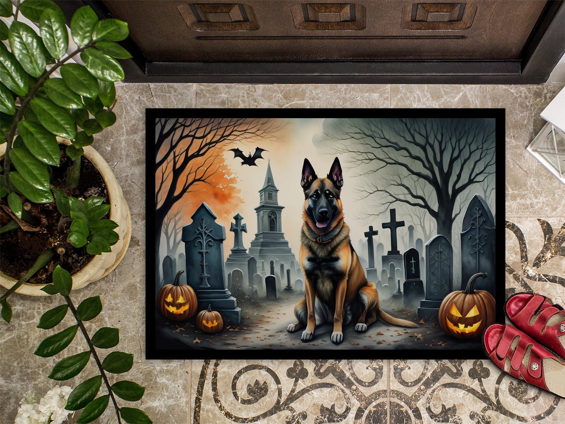 Belgian Malinois Spooky Halloween Doormat - One Color / One Size - Home & Garden - Home Textile - Carpets & Rugs