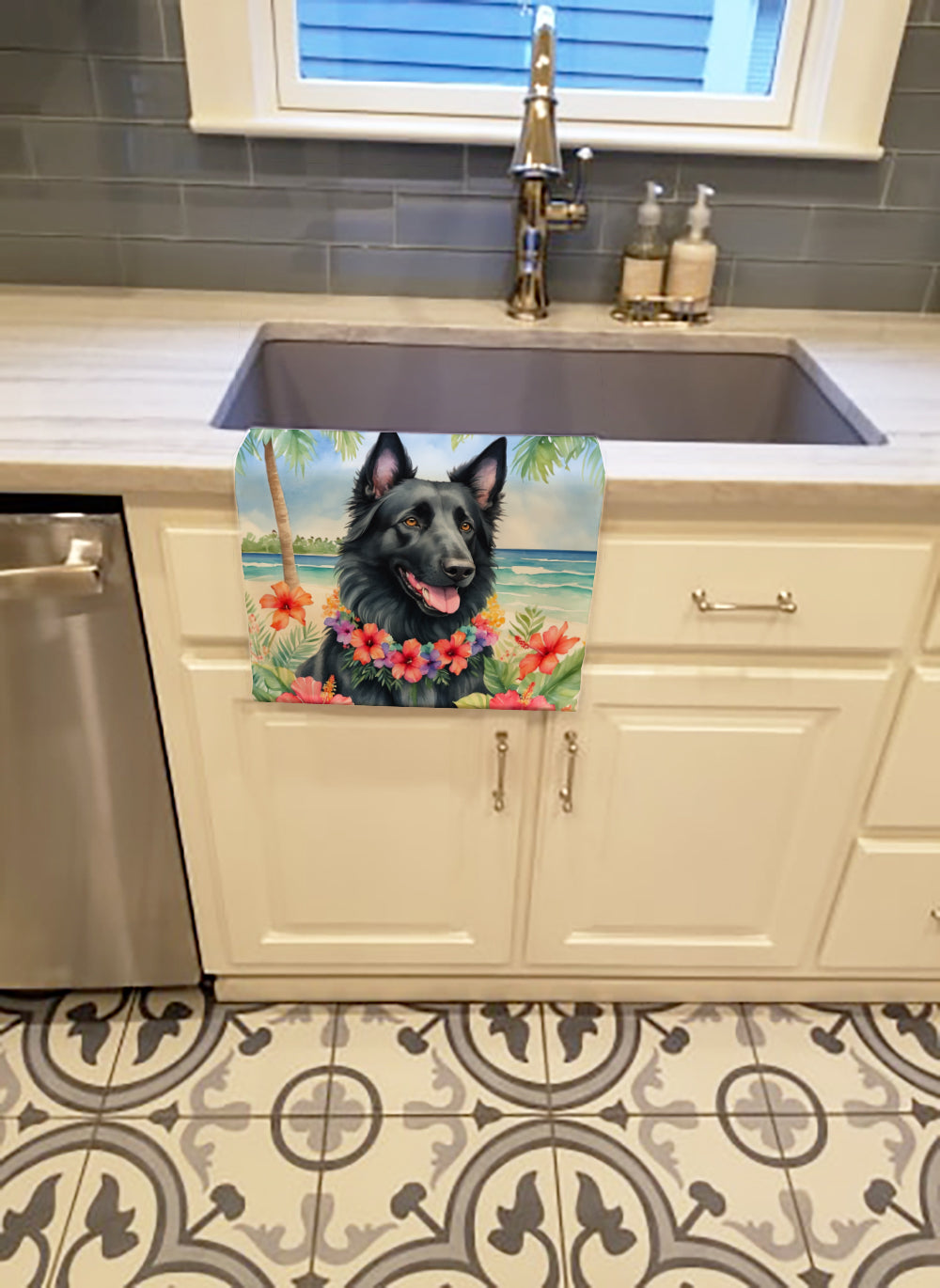 Belgian Sheepdog Luau Kitchen Towel - One Color / One Size - Home & Garden - Home Textile - Towels