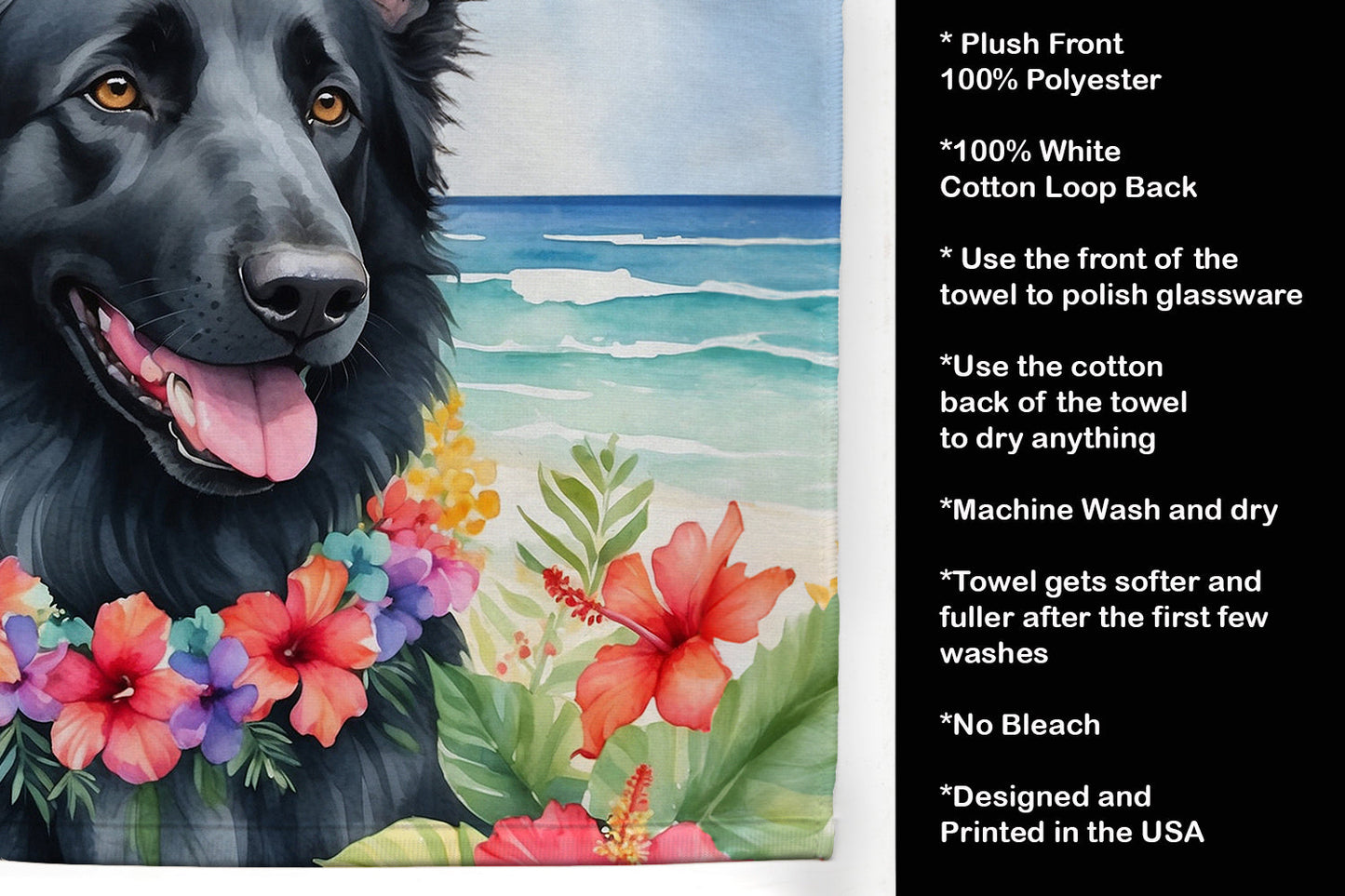 Belgian Sheepdog Luau Kitchen Towel - One Color / One Size - Home & Garden - Home Textile - Towels