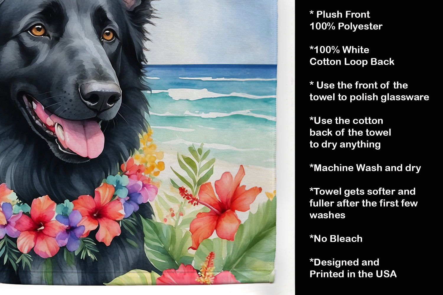 Belgian Sheepdog Luau Kitchen Towel - One Color / One Size - Home & Garden - Home Textile - Towels