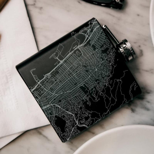 Berkeley - California Map Hip Flask in Matte Black - Drinkware