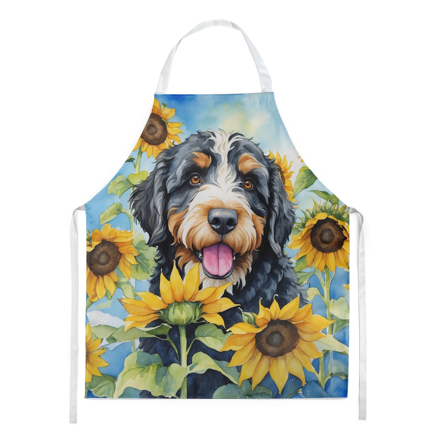 Bernedoodle in Sunflowers Apron - One Color / One Size - Home & Garden - Kitchen Dining & Bar - Table Decoration &