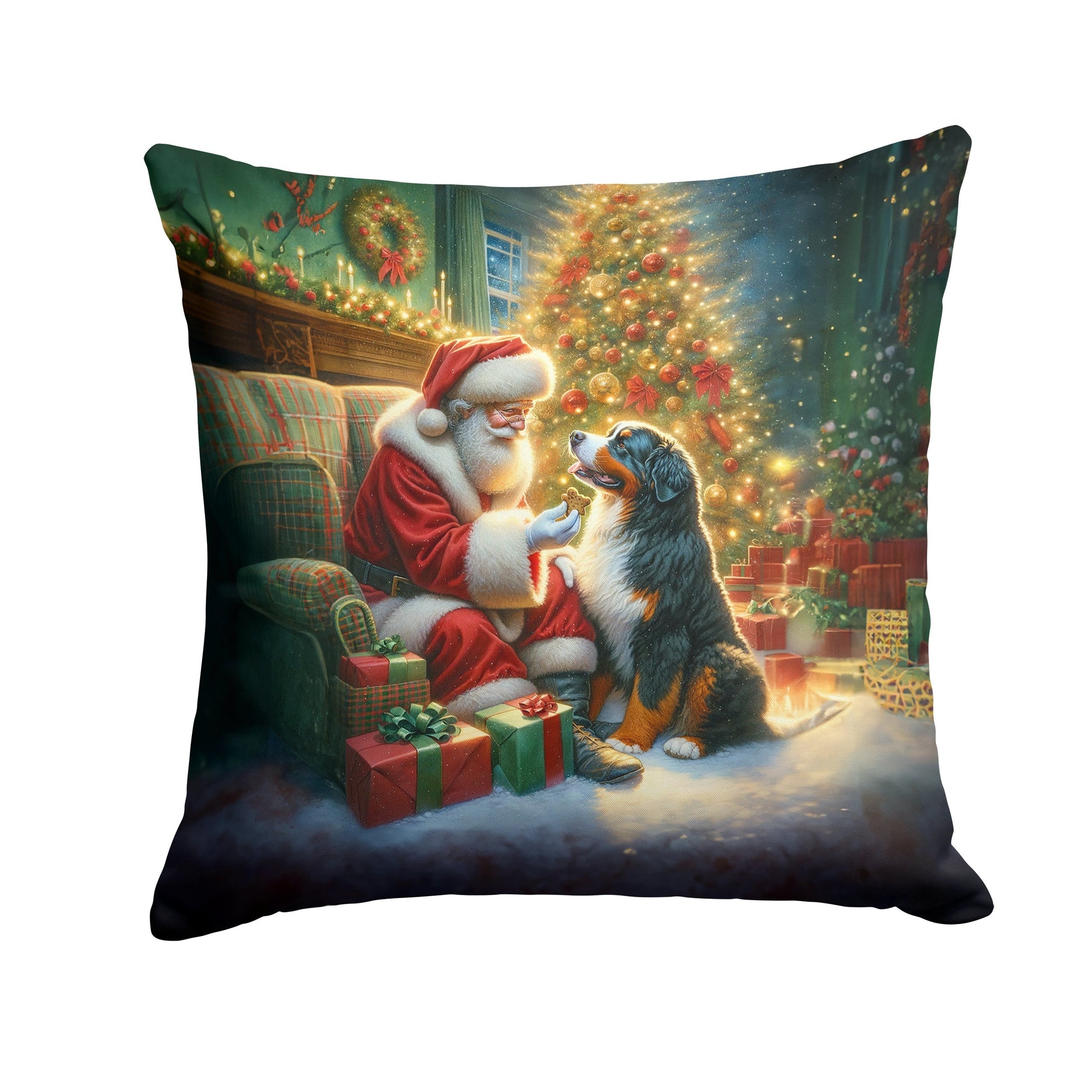 Bernese Mountain Dog and Santa Claus Throw Pillow - One Color / One Size - Home & Garden - Home Textile - Pillows