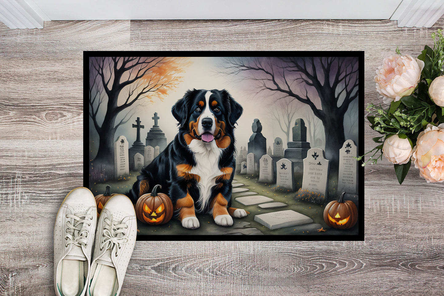 Bernese Mountain Dog Spooky Halloween Doormat - One Color / One Size - Home & Garden - Home Textile - Carpets & Rugs